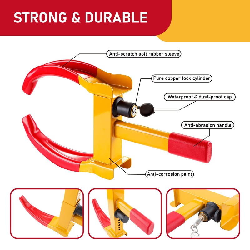 CARTMAN 2-Pack Heavy Duty Universal Trailer Lock Wheel Clamp, Adjustable