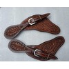 LEATHERRIDE Adults Oakleaf Tooled Leather Spur Straps w/Hardware and Buckle