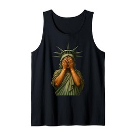 Statue of Liberty Face covering in shame political Satire Tank Top