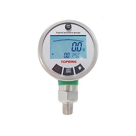 TOPRING 55.701 Stainless Steel Digital Air Pressure Gauge, 2.5in. 0-300 PSI, 9 Modes, Backlit LCD, Lower Mount 1/4 (M) NPT, Series 55