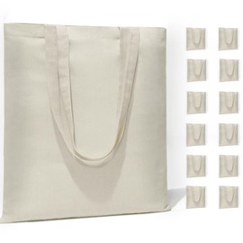 HECTOLIFE 12Pcs Canvas Tote Bags Reusable Blank Canvas Bags for Shopping Bags,Grocery Bags,DIY Gift Bags