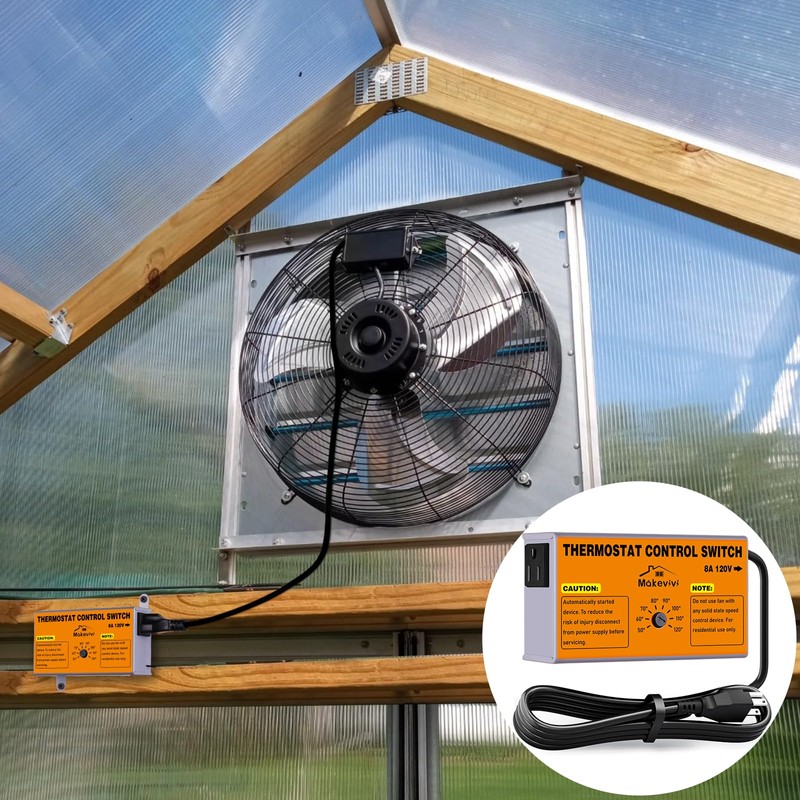 Attic Fan Thermostat-Control, Adjustable Thermostat with Overload Protector, Temperature Controlled