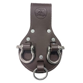 Zeluga 20-412 Premium Leather 3 Rings Spud Wrench Holder, Heavy Duty Bull Pin Holder for Tool Belt, Tunnel Connection, Coffee