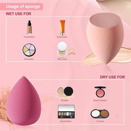 DUAIU - Set de 4 esponjas de maquillaje para difuminar bases, ideal para maquillaje líquido, en crema y en polvo, con estuche.