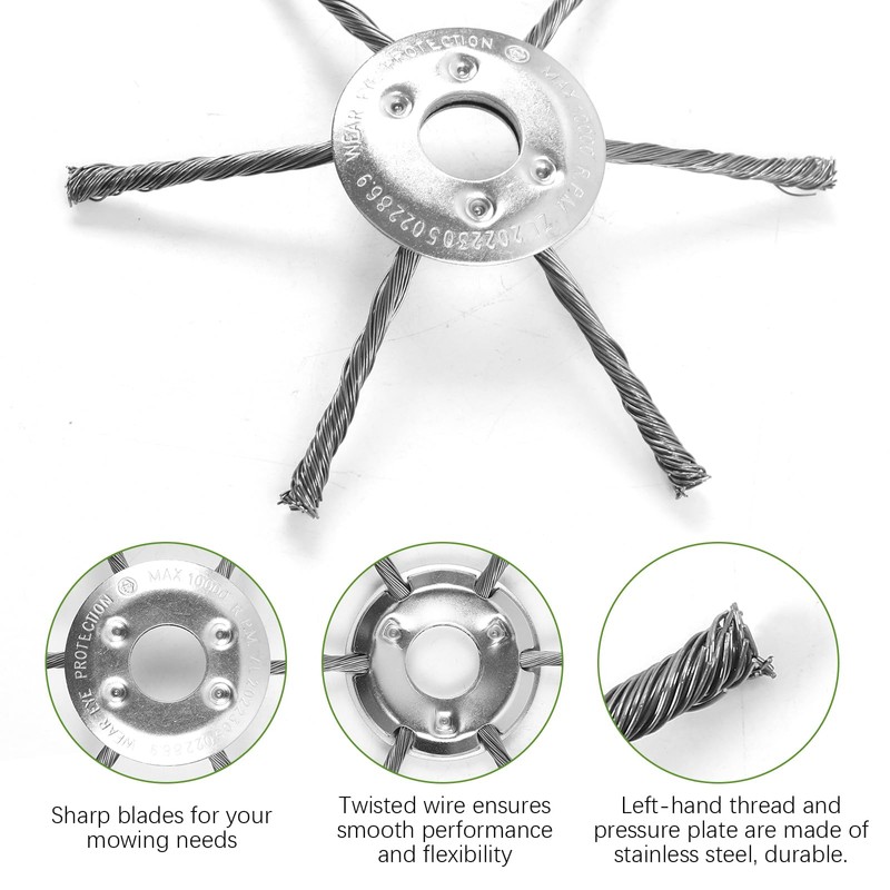 MaxEarn Steel Wire Grass Trimmer Head, 6 Cutter Head Brushcutter,