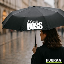 Huuraa Umbrella like a Boss Saying Gift 98 cm Black Double Automatic Like a Boss Gift Idea