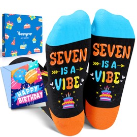 HAPPYPOP 7th Birthday Gifts Socks Ideas - Gift Ideas for Girls Boys Age 7, Presents for 7 Year Olds, Seven Year Old Gifts for Kids