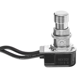 NSI 76040PW Push Button Switch, Push on/Push Off Circuit Function, SPST, Brass/Nickel Actuator, 6/3 amps at 125/250 VAC