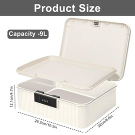 Bcuuozeeing 2 Schicht Medikamenten Aufbewahrung 26x22x12cm, Abschließbare Box, ABS Medikamentenbox mit Zahlenschloss, Medizinkoffer Klein Aufbewahrungsbox für Medikamente, Süßigkeiten, Wertsachen