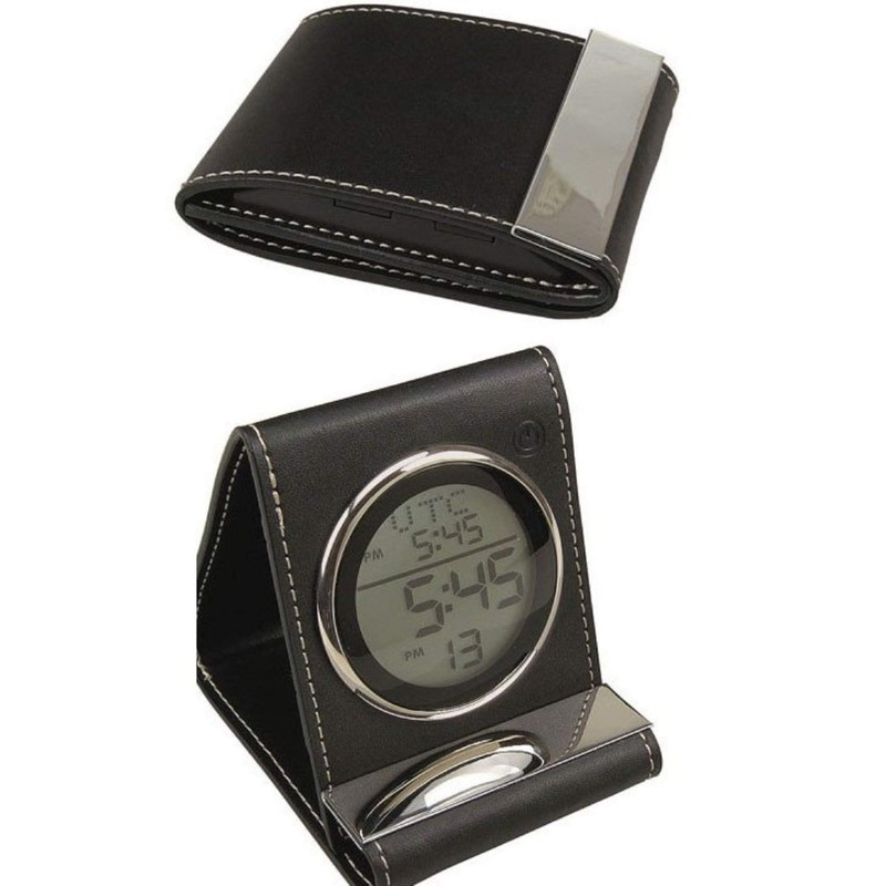 Elegance Leather Travel Alarm Clock