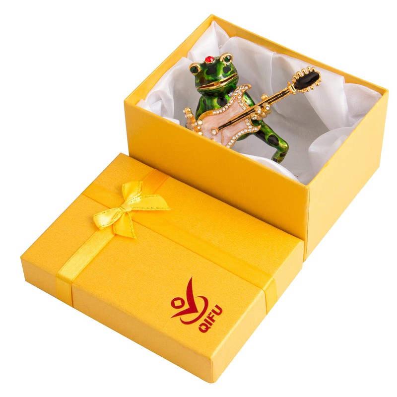 QIFU Hand Painted Enameled Frog Style Decorative Enamel Trinket Box