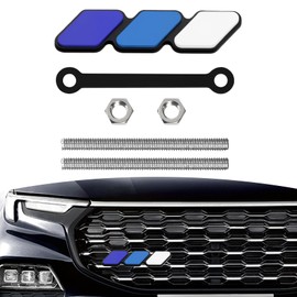 HQRNYP TRD Grille Decor Badge, TRD Emblem, Tri-Color Grille Badge Decoration Accessories, Car Front Grill Insert Emblem for Toyota Tacoma 4Runner Tundra Sequoia Rav4 Highlander (White Blue)