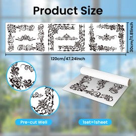 ANATTASOUL Static Window Clings Retro Pattern Corner 1 Sheet Reusable Window Decals for Glass, 47.24" x 11.8" Removable Double Sided Window Sticker for Room Office Home Decoration