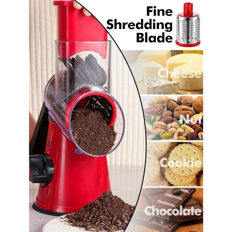 ONESHOW Rotary Cheese Grater with Handle - 3 in 1