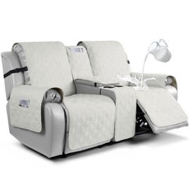 VANSOFY Loveseat Recliner Cover with Console 100% Waterproof Sofa Slipcovers Non-Slip Reclining Couch Cover Split Sofa Covers Furniture Protector for Pets, Dogs(Beige)