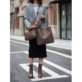 MKF 3-PC Set, Hobo bag, messenger Crossbody for Women - Removable Adjustable Strap - Vegan Leather Wristlet Purse