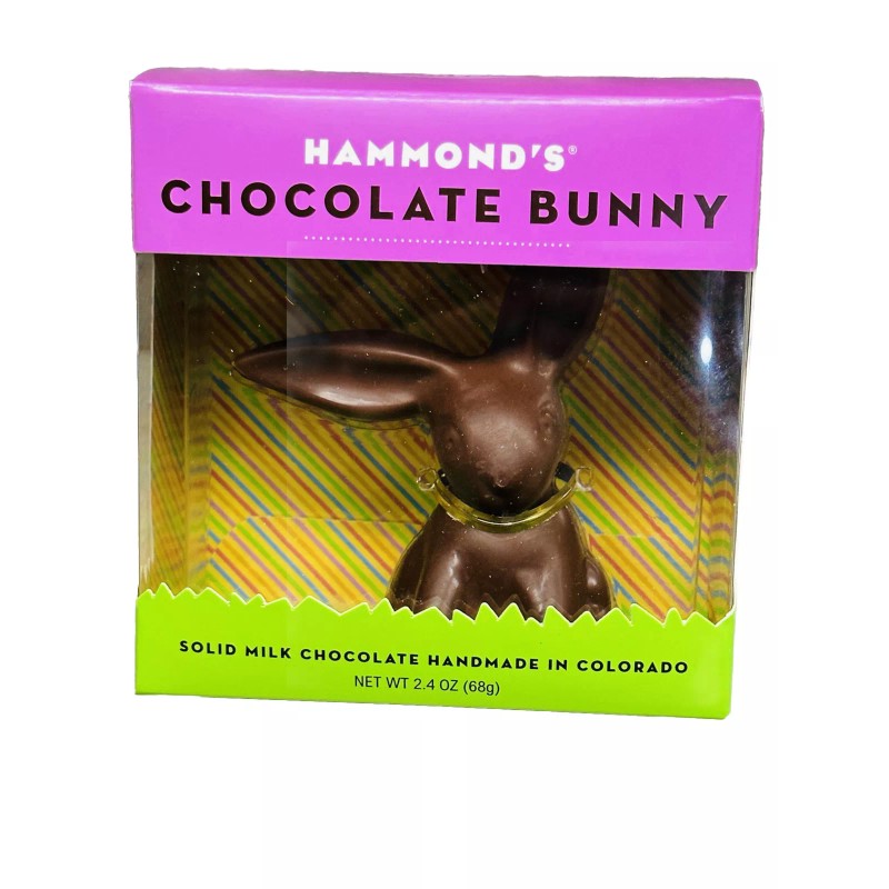 Hammond’s Chocolate Bunny Solid Milk Chocolate Made In Colorado. 2.4oz/68g