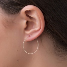 Gold Hoop Earrings - 1mm Thick Large 14k gold filled Hoop Earrings, Simple Thin Hoops, Classic Gold Hoops