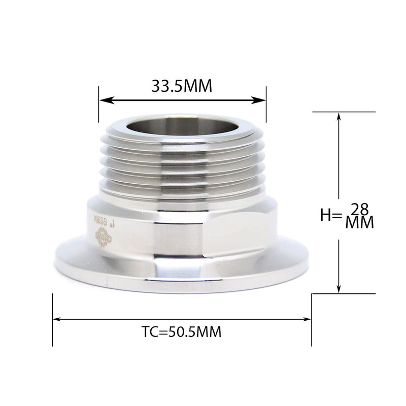 QiiMii 1.5" Tri Clamp Tri Clover Fittings to NPT 1"