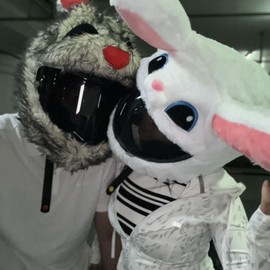 Cartoon Motorbike Helmet Cover,Helmet Cover for Motorcycle Helmet,Hat Helmets Decoration Fun Riding Gear and Gifts(No helmet) (Black Rabbit)