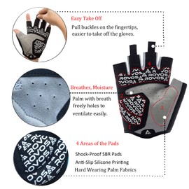 ROVOS Cycling Gloves for Men Women Bike Gloves Bicycle Gloves Padded Half Finger Mountain Bike Gloves Breathable Anti Slip Riding Sports Gloves for Workout Motorcycle Gym Training Outdoor