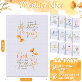 FuWeave 12 Pcs Religious Christian Kitchen Dish Towel 15.7'' x 23.6'' Christian Gifts for Women Men Bible Verse Dishcloth Absorbent Scripture Tea Towel for Housewarming (Colorful,Flowers)