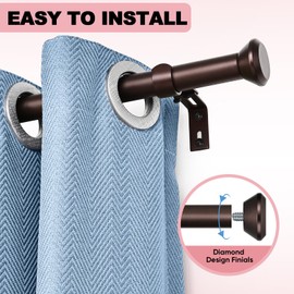 Heavy Duty Curtain Rods for Windows 28 to 48 Inches, 1 Inch Bronze Curtain Rods for Bedroom, Living Room, Patio, Kitchen, Farmhouse, Adjustable Curtain Rods with Diamond Finials (Bronze,28-48)