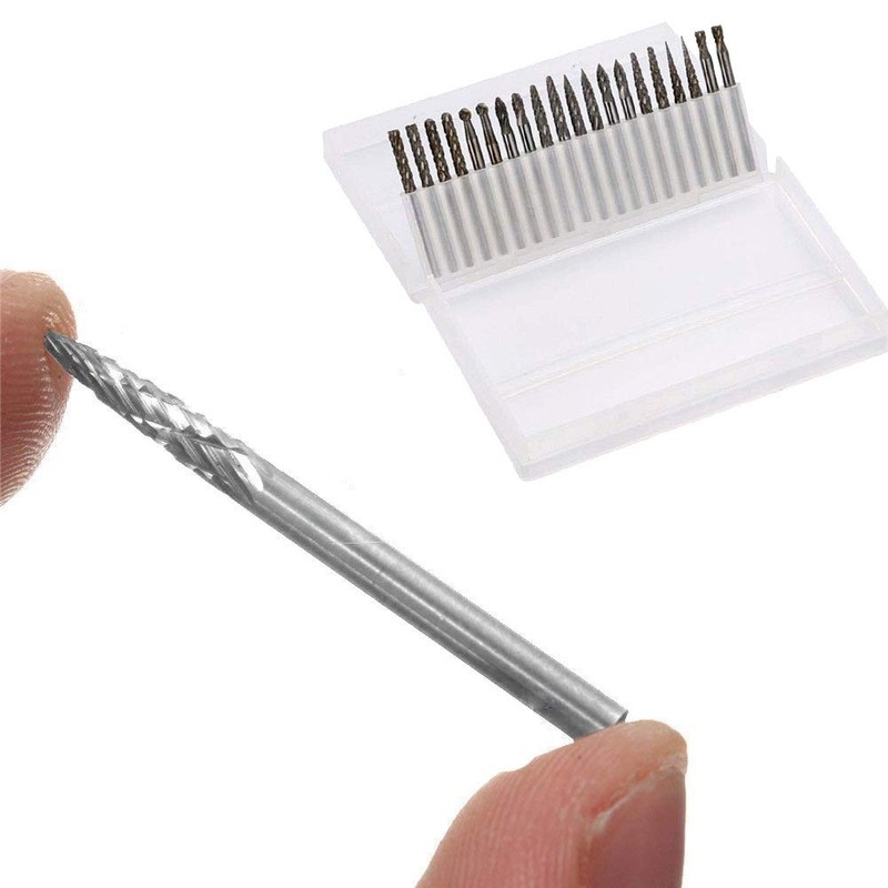 Gasea 20pcs 3mm 1/8" Shank Double Cut Head Tungsten Carbide