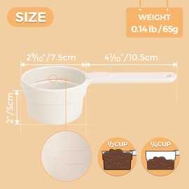 ComSaf Dog Food Scoop 1/2 Cup - MSBC Melamine Pet Food Scoop Measuring Cup for Dog Cat Ferret Rabbit Bird Food, Half Cup Scoop Food-Grade Pet Feed Scoops with Handle, Dishwasher Safe, White