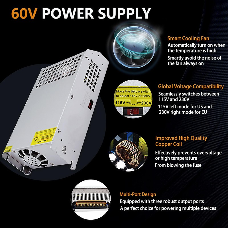AC to DC Converter 60V 16A 1000W Power Supply,Universal SMPS