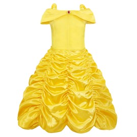 Jurebecia Belle Costume Girls Princess Dress Birthday Party Cosplay Sleeveless Christmas Outfit Size 4T