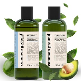 Common Ground Natural Shampoo and Conditioner Set; Paraben and Cruelty Free, Organic, Vegan, Plant-Based Formula, Botanical Scent and Avocado Oil Extract, for Men and Women (2 x 8.4 fl oz)