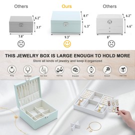 IBURTEN Premium Jewelry Boxes for Women, Multi-Functional Jewelry Organizers and Storage for Necklace, Bracelet, Earring and Rings, 2 Layers Travel Jewelry Case for Woman