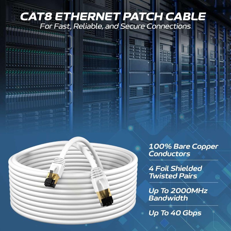 Cables Direct Online Cat8 White 0.5FT SFTP Ethernet Patch Cable