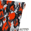 RED-Orange Black White Gray Camouflage Vinyl Car Wrap Film Sheet