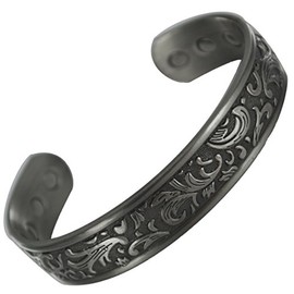 Stargems® PURE COPPER MAGNETIC BRACELET BANGLE 6 MAGNETS PEWTER TRIBAL Cuff Wrist Band for Women Ladies Mens Celtic + VELVET GIFT POUCH! (Length 17.5cm)