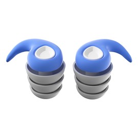 Silicone Noise-Canceling Earplugs, Comfortable Reusable for Sleep, Travel, Work, Concerts, Hunting - Innovative 3 Layers Hearing Protection, Snoring Blocking, 40dB Noise Reduction, Blue S