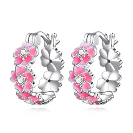 NIFUNAO Sunflower Dragonfly/Daisy Bee/Ladybug/Butterfly/Filigree/Feather Hoop Earrings Sterling Silver Flower Hoop Earrings Small Huggie Earrings Jewelry for Women, Sterling Silver, No Gemstone