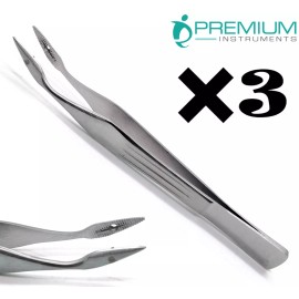 PREMIUM INSTRUMENTS 3× Carmalt Splinter Curved Tweezer 4.5" Surgical Forceps Veterinary Instruments