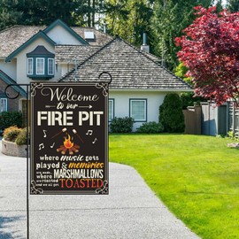 FLAGISTA Fire Pit Camping Garden Flag, 12 x 18 Inches, Double Sided, Campsite Flags for Campers, Campfire, Camper Yard Outdoor Decoration (Our Fire Pit, Garden Flag 18x12)