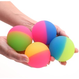 Entervending Bouncy Balls - Huge Rubber Balls for Kids (Pack of 4) - 3 Inches Jumbo ICY Bounce Balls - Large Bouncy Ball - Bouncy Balls Party Favors for Kids