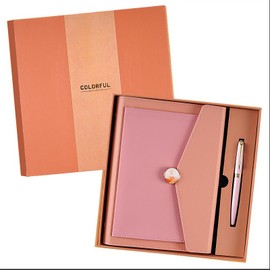 TRASEXTRA A5 Binder Loose-Leaf Refillable Notebook Diary Organizer and Pen Set - 100 Sheets of 200-Page,8.3×5.5IN,100gsm Cream Paper,Premium Gift Box Included(Pink)