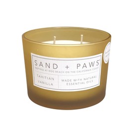 Sand + Paws Scented Candle - Tahitian Vanilla –Luxurious Air Freshening Jar Candles Neutralize pet Odors and Enhance Home décor – 100% Cotton Lead-Free Wicks - 12 oz
