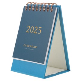 STOBOK Small Desk Calendar 2025 Standing Flip Desktop Calendar 2024-2025, Flip Calendar Table Top Flip Calendar Standing Desk Calendar Stand Up Calendar Blue