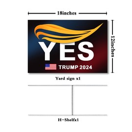 Oligei Trump Yard Signs, Trump 2024 Yard Sign 18" X 12", YES Trump Yard Signs 2024 Double Sided Fade Resistant, Take America Back Trump Signs for Yard Heavy Duty Metal H-Frames