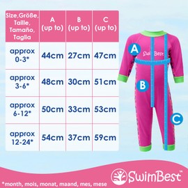 Swimbest Warmsuit - Fleece Lined Warm Baby Swimming Costume with 50+ UV Protection - Power of Flowers III, 3-6 Months