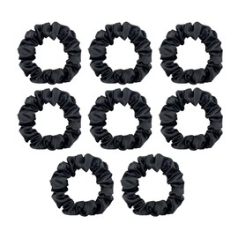 JOIYHY 8 Haargummis aus Satin, weich und elastisch, streifenfreie Gummibänder für Damen und Mädchen, glatt, gewellt, gelockt, lang, schwarz