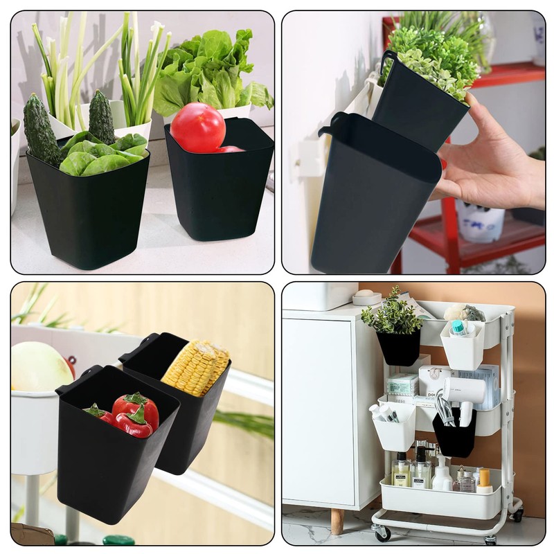 DUTWROY Hanging Cup Holders 6 Pack Trolley Basket Storage Rolling