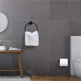 HouseAid Towel Ring and Toilet Paper Holder Set 2 Pieces Bathroom Hardware Stainless Steel Bathroom Hand Towel Holder Circle Towel Hanger Wall Mounted Matte Black