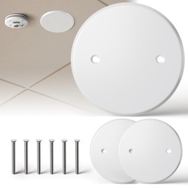 Gadgetzan Ceiling Cover Plate,5 Inch Round Electrical Box Cover Plate for 3-1/2 Inch Electric Box,Metal Round Wall Plate Cover for Smoke Detector,Hole Spacing 2.8 Inch - 3 Pcs(White) (White - 3 Pcs)